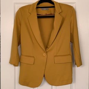 Olivia Moon Mustard 3/4 Sleeve Knit Blazer